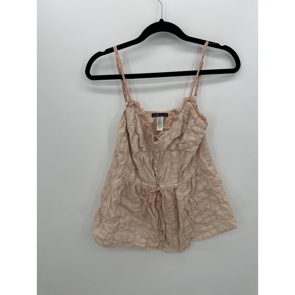 Love Squared Pink Button Front Babydoll Tank Top Size M Y2K Coquette Cottagecore